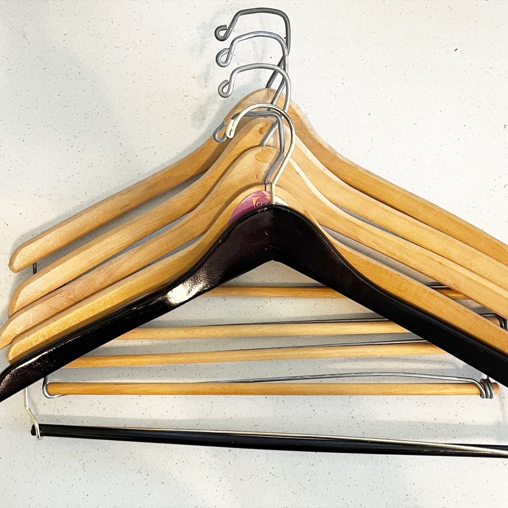 Bundle of 5 Vintage Wishbone Wooden Suit Hangers
